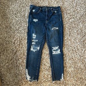 AE Ne(x)t Level Stretch Distressed and Patched Super Hi Rise Jegging
